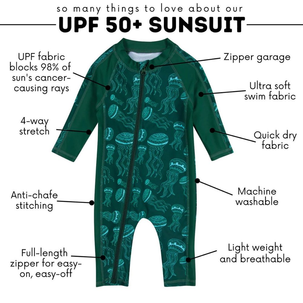 SwimZip Long Sleeve Romper Swimsuit | "Jelly Jellyfish" | Size 0-6mo